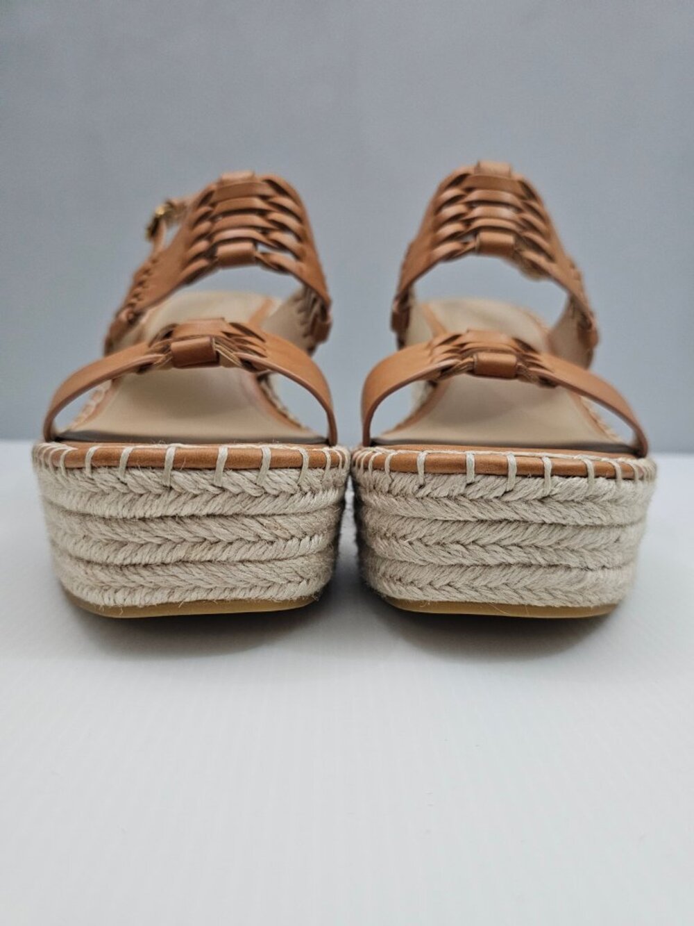 Veronica Beard Riya Wedge Espadrille Sandal Womens 10 Tan Leather Platform NEW - Picture 6 of 15